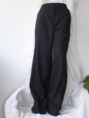 Me+EM black Navy Straight leg wool blended dot pattern women Lined Trousers sz 4